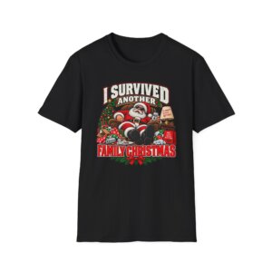 I Survived Another Family Christmas Santa T-Shirt S009