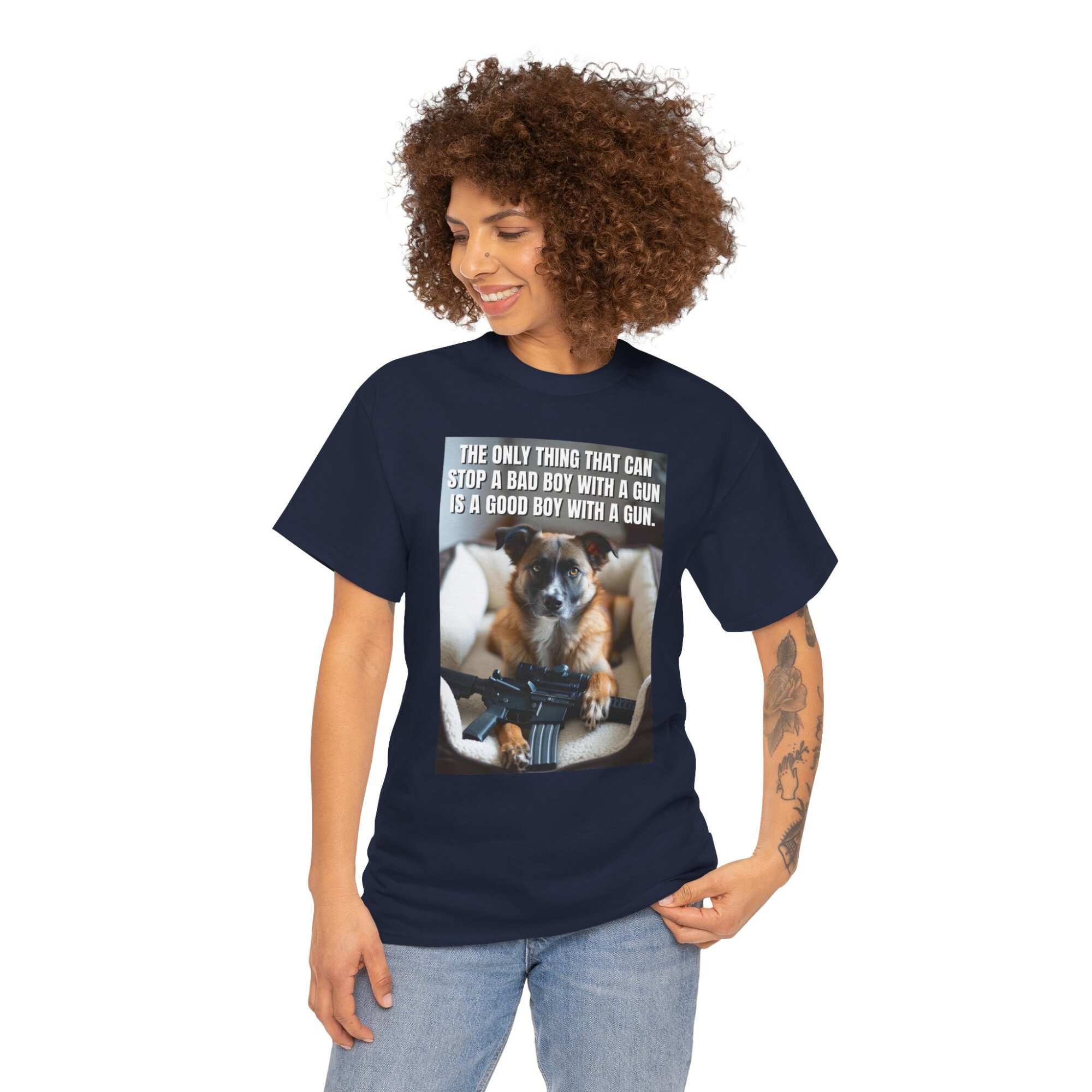 Good Boy With a Gun T-Shirt - Bold Liberty Statement Tee - Unisex Heavy Cotton Tee - Image 10