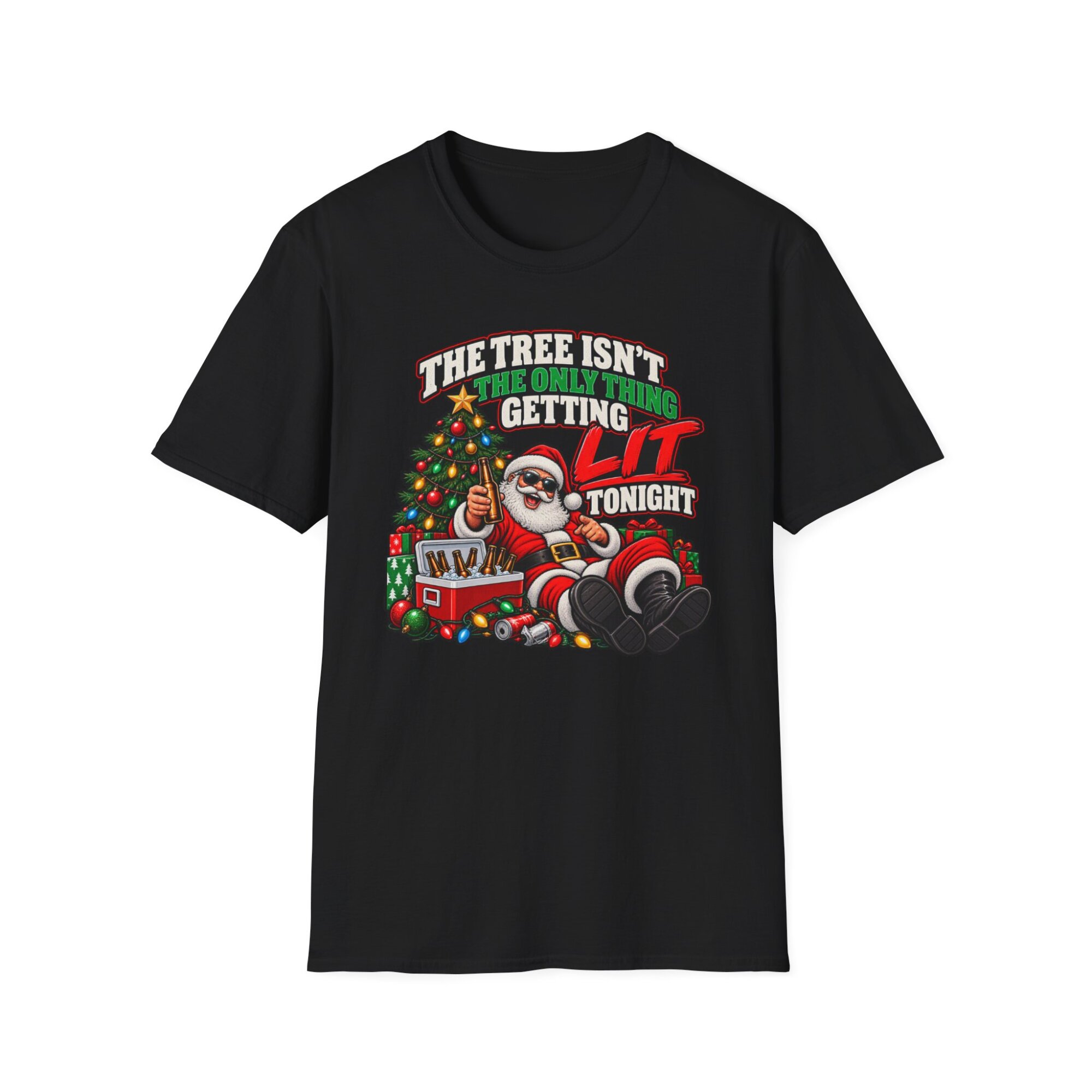 Santa Christmas Party T-Shirt, The Three Isn't Funny Getting Lit Tonight S011 - Image 2