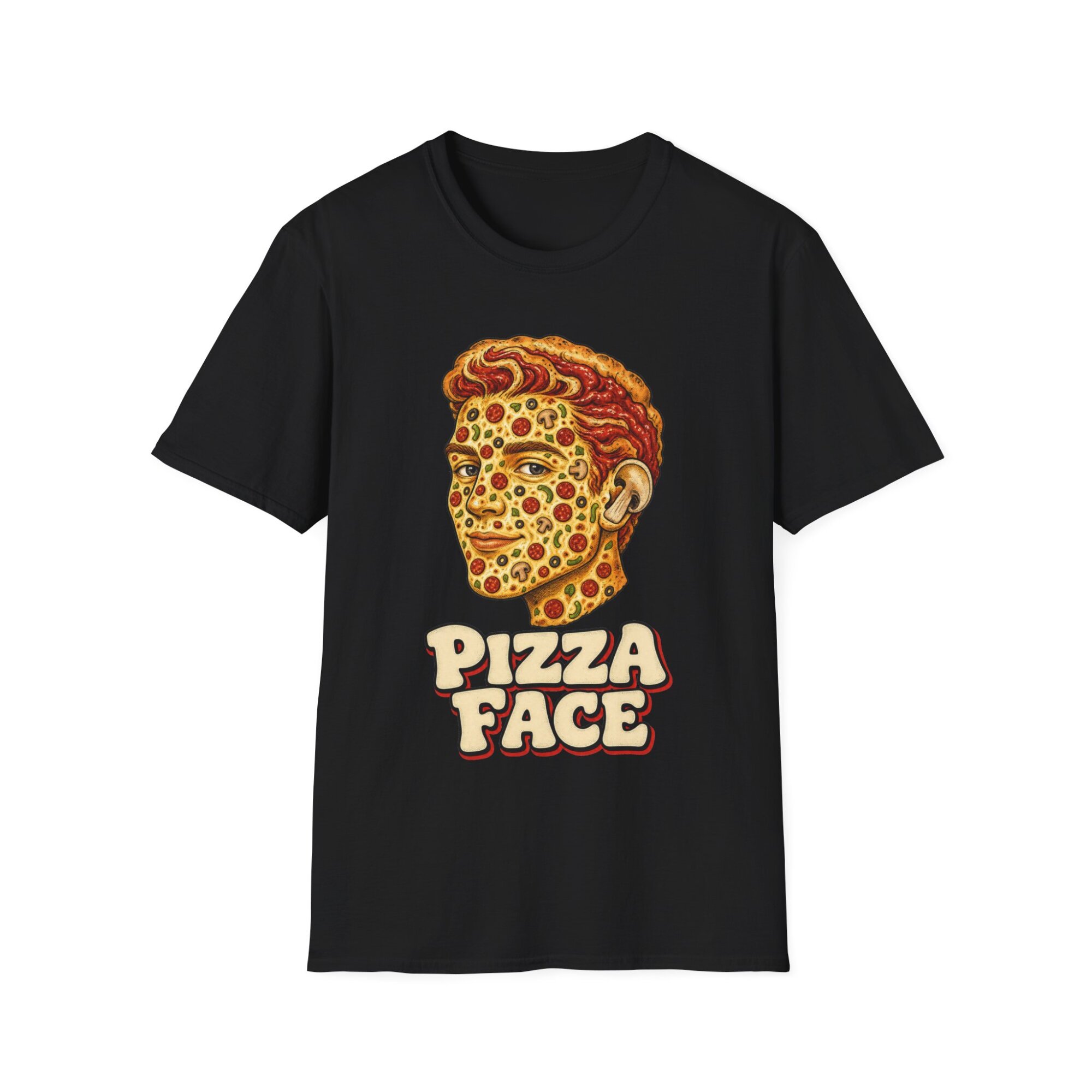 Pizza Face Graphic T-Shirt - D001 - Image 2