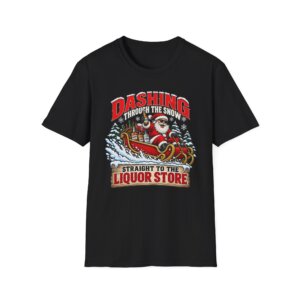Dashing Through the Snow Santa Liquor Store T-Shirt S002