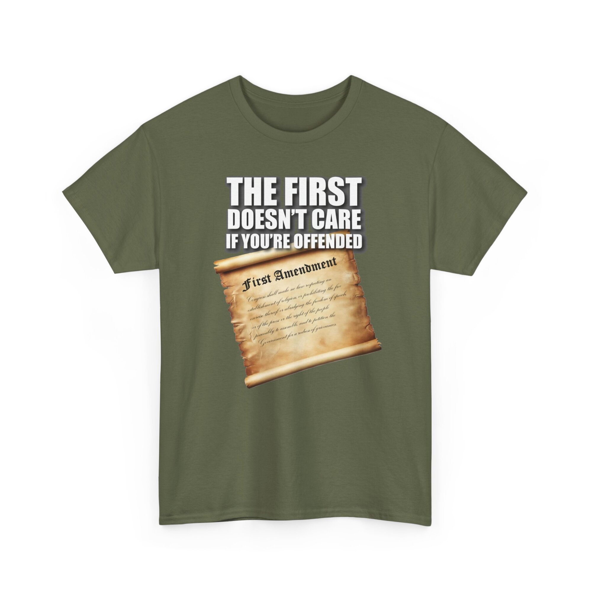 The First Doesnt Care If Youre Offended - Free Speech T-Shirt with First Amendment Scroll - Image 7