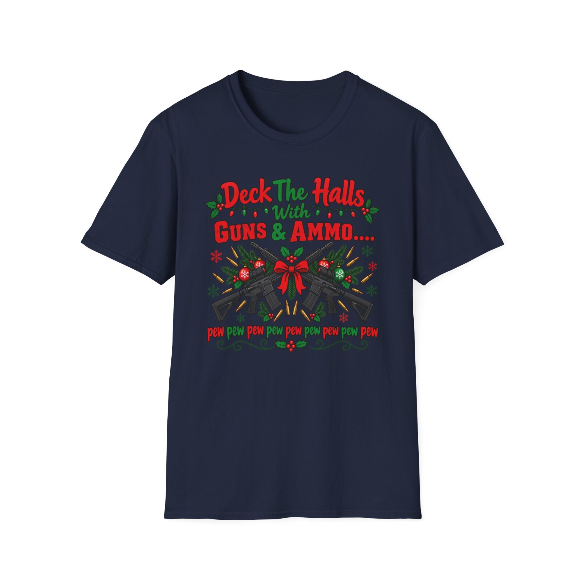 Deck the Halls Guns and Ammo Christmas T-Shirt S016 - Image 7